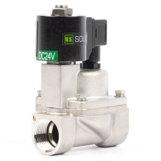 High Temperature Solenoid Valve - 1" Stainless Steel, 725 PSI, 24V DC, 302°F (150°C), Normally Closed, VITON Seal