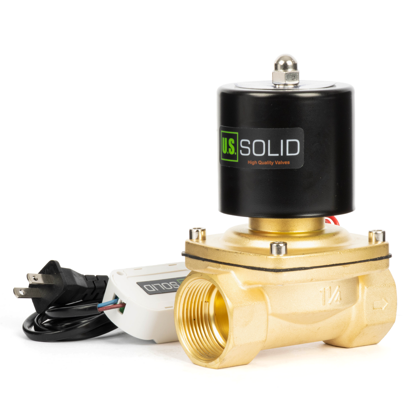 Brass Solenoid Valve 1-1/4" - 110V AC Smart Wi-Fi APP-Controlled Normally Closed