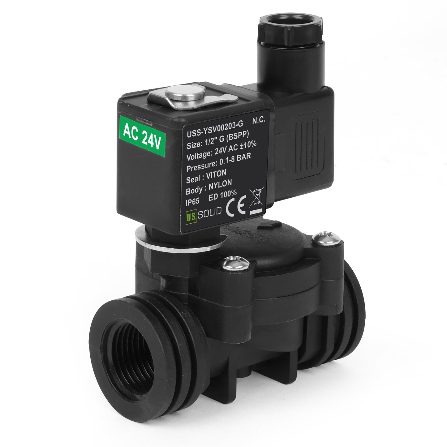 1/2인치 스테인리스 스틸 솔레노이드 밸브 - 110V/220V AC, 상시 개방형, 4.4-232 PSI, VITON 씰