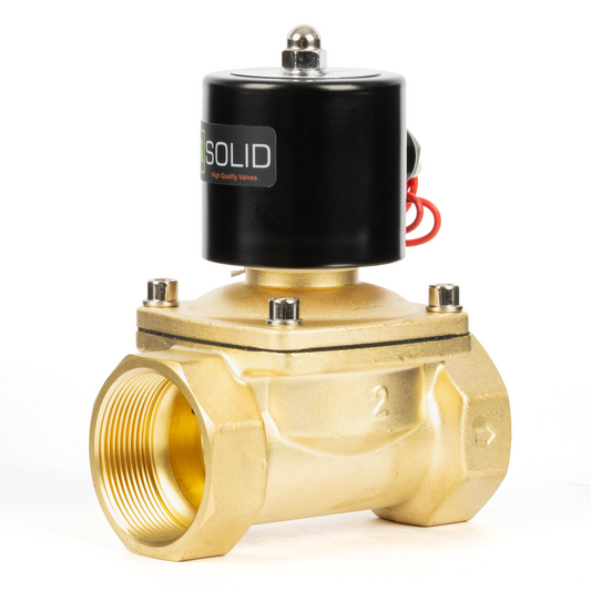 2" Brass Solenoid Valve - 24V DC Normally Closed, Viton Seal