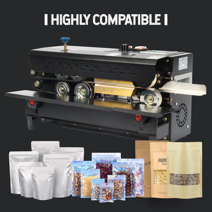 U.S. SOLID Continuous Bag Band Sealer Sealing Machine, Automatic Horizontal Band Sealer with Digital Temperature Control