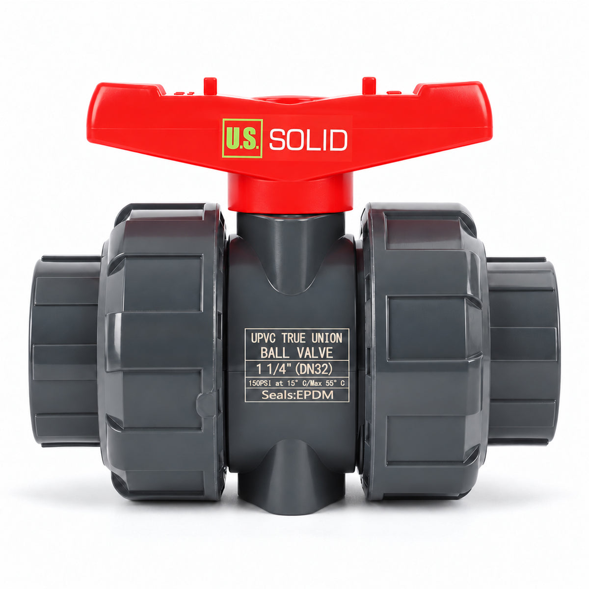1-1/4" PVC True Union Ball Valve, Full Port, Slip Socket, Schedule 40 and 80 Compatible, 150 psi, PTFE Seat, EPDM O-Ring