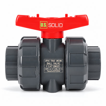 1-1/4" PVC True Union Ball Valve, Full Port, Slip Socket, Schedule 40 and 80 Compatible, 150 psi, PTFE Seat, EPDM O-Ring