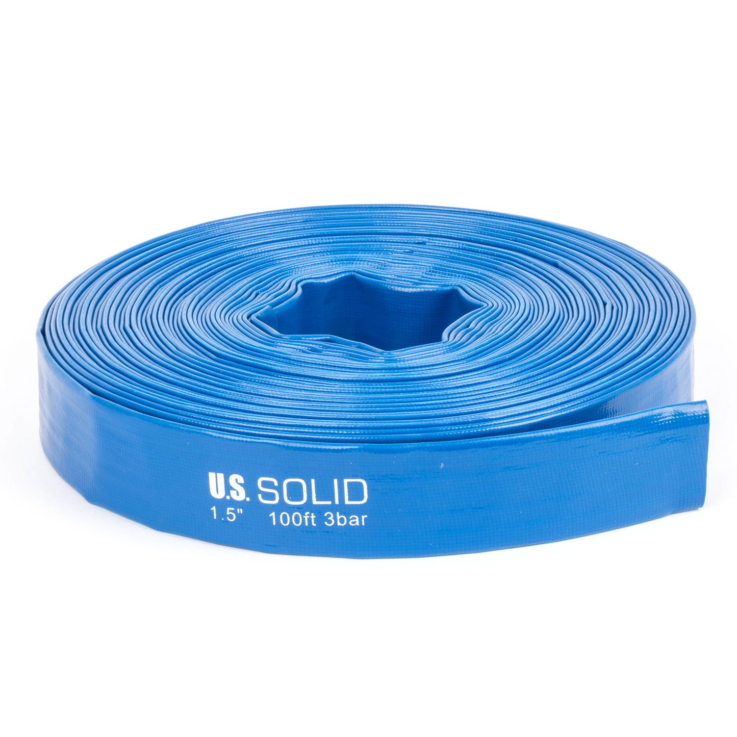 Selang PVC Pipih Bertulang 1,5" x 100 kaki - Dinding 1,2mm, 4 Penjepit Selang (Tanpa Fitting)