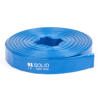 Selang PVC Pipih Bertulang 1,5" x 100 kaki - Dinding 1,2mm, 4 Penjepit Selang (Tanpa Fitting)