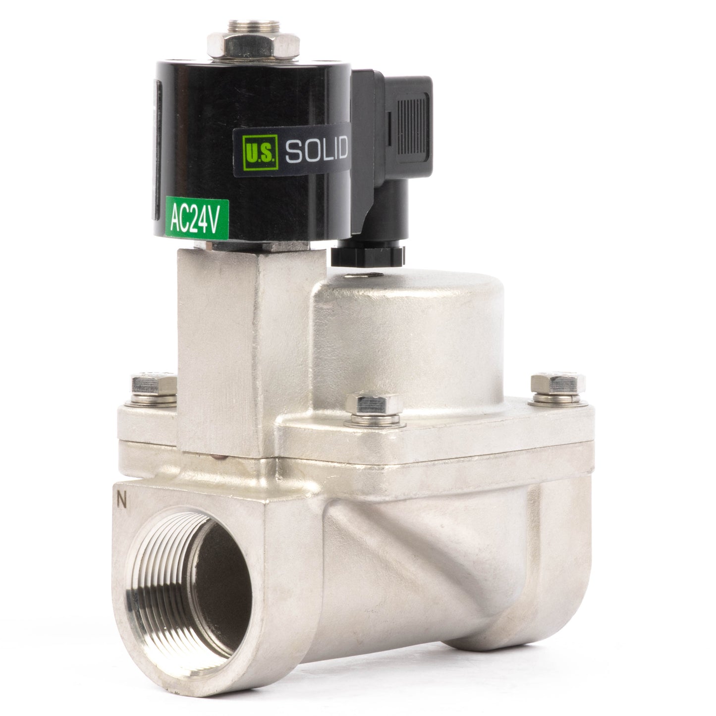 Électrovanne haute température - Acier inoxydable 1-1/2", 725 PSI, 24 V CA, 150 °C (302 °F), normalement fermée, joint VITON