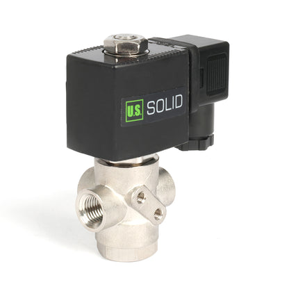 1/4" SUS304 3-tieinen solenoidiventtiili - 12 V DC, 2 asentoa