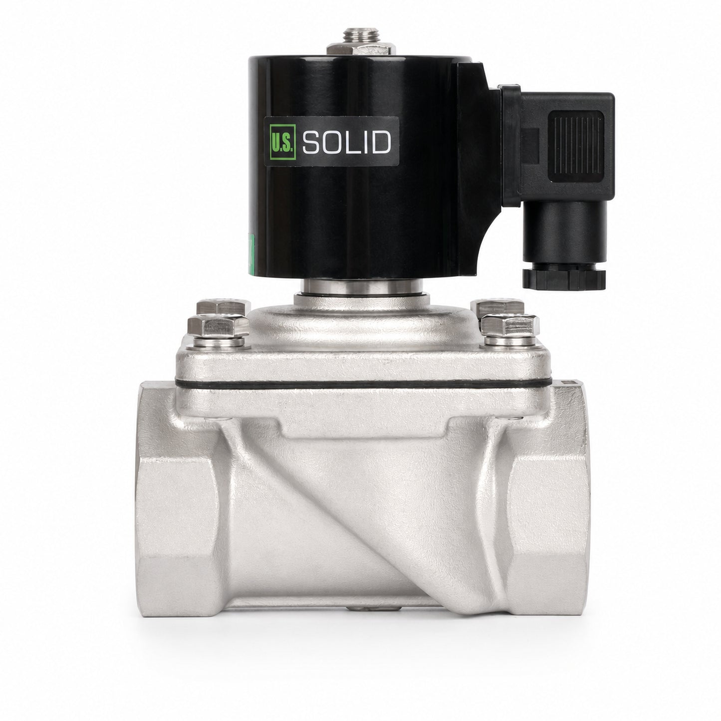 Électrovanne 1-1/2" - Acier inoxydable 12 V CC normalement fermée avec joint Viton, type boîte de jonction