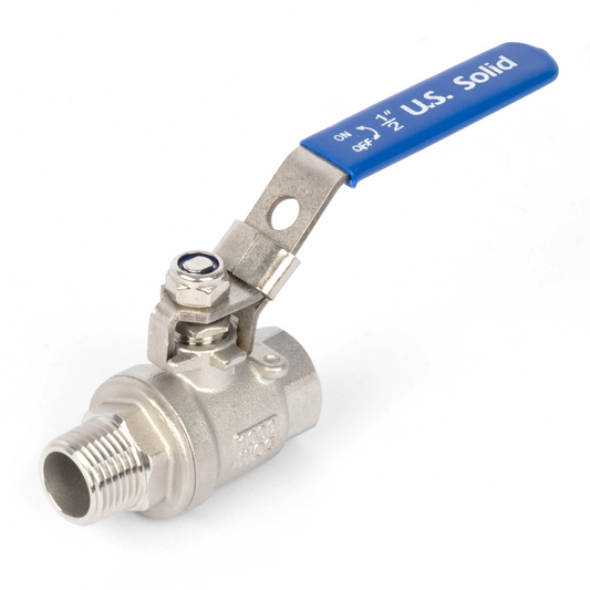 1/2" Ball Valve – Male x Female 316 Stainless Steel Heavy Duty, 1000WOG, Full Port with Anti-Misoperation Lock