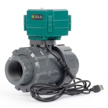 Intelligentes motorisiertes Kugelventil (1-1/2") mit WLAN-App-Fernbedienung, manuellem Schalter und 5V DC USB-Anschluss