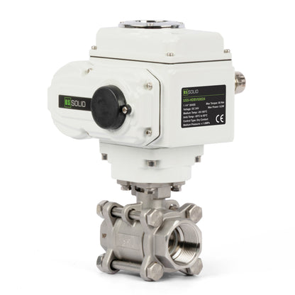 1 1/4" Electric Actuated Ball Valve, DC 24V Heavy Duty 3-Piece Industrial Ball Valve,304SS, ON/OFF Type, Dry Contact