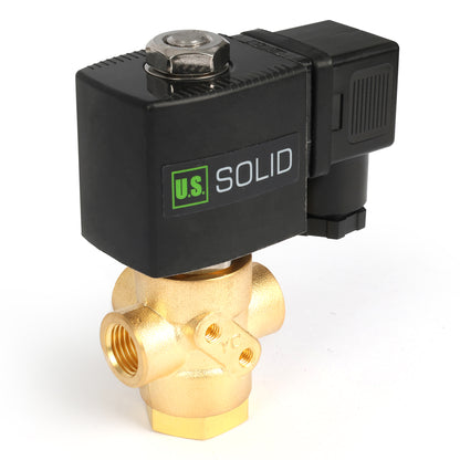 1/4" messinkinen 3-tie solenoidiventtiili - 12 V DC 2 asentoa