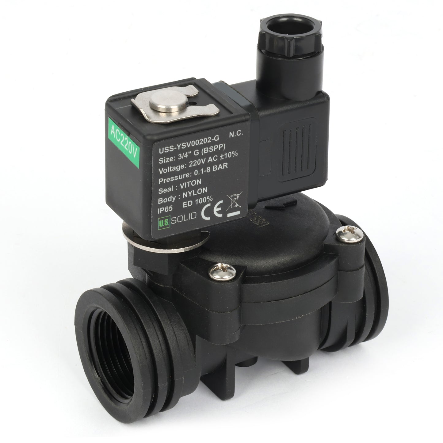 1/2인치 스테인리스 스틸 솔레노이드 밸브 - 110V/220V AC, 상시 개방형, 4.4-232 PSI, VITON 씰