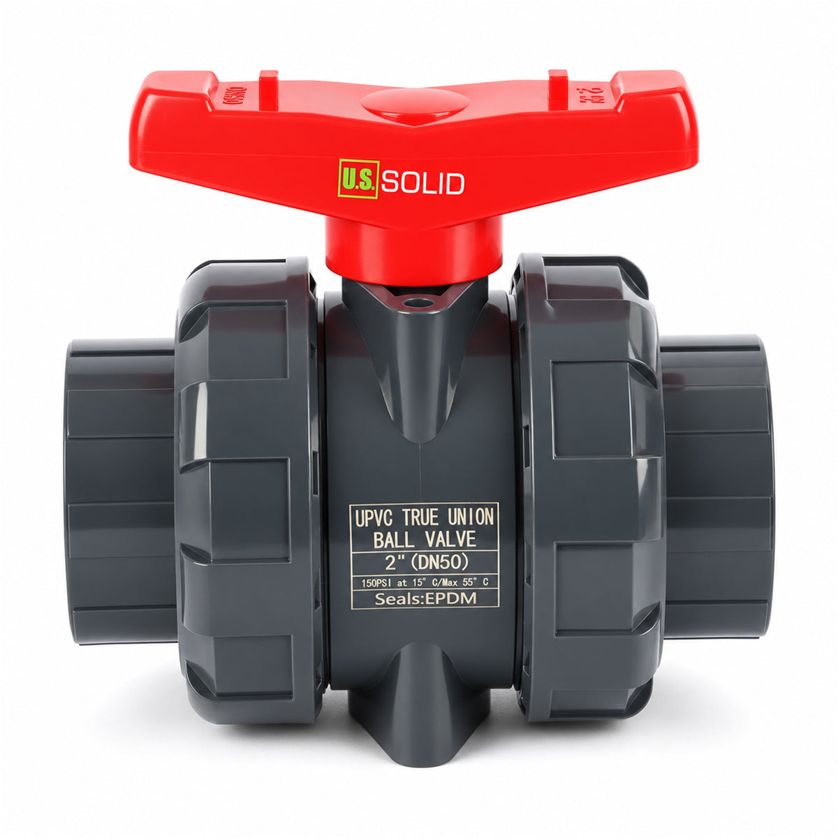 2" PVC true Union Ball Valve, Full Port, Slip Socket, Schedule 40 and 80 Compatible, 150 psi, PTFE Seat, EPDM O-Ring, 2 Pack