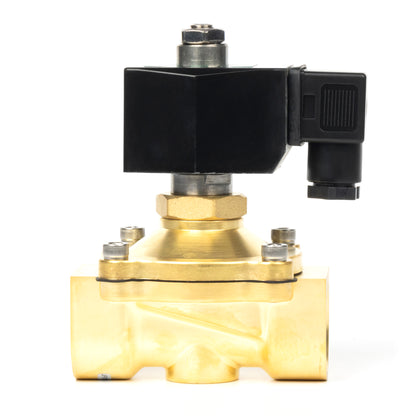 Válvula solenoide eléctrica de latón de 1", 110 V CA, normalmente cerrada, 145 PSI, VITON