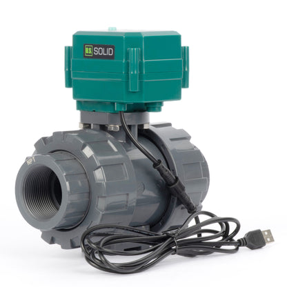 Intelligentes motorisiertes Kugelventil (1-1/4") mit WLAN-App-Fernbedienung, manuellem Schalter und 5V DC USB-Anschluss
