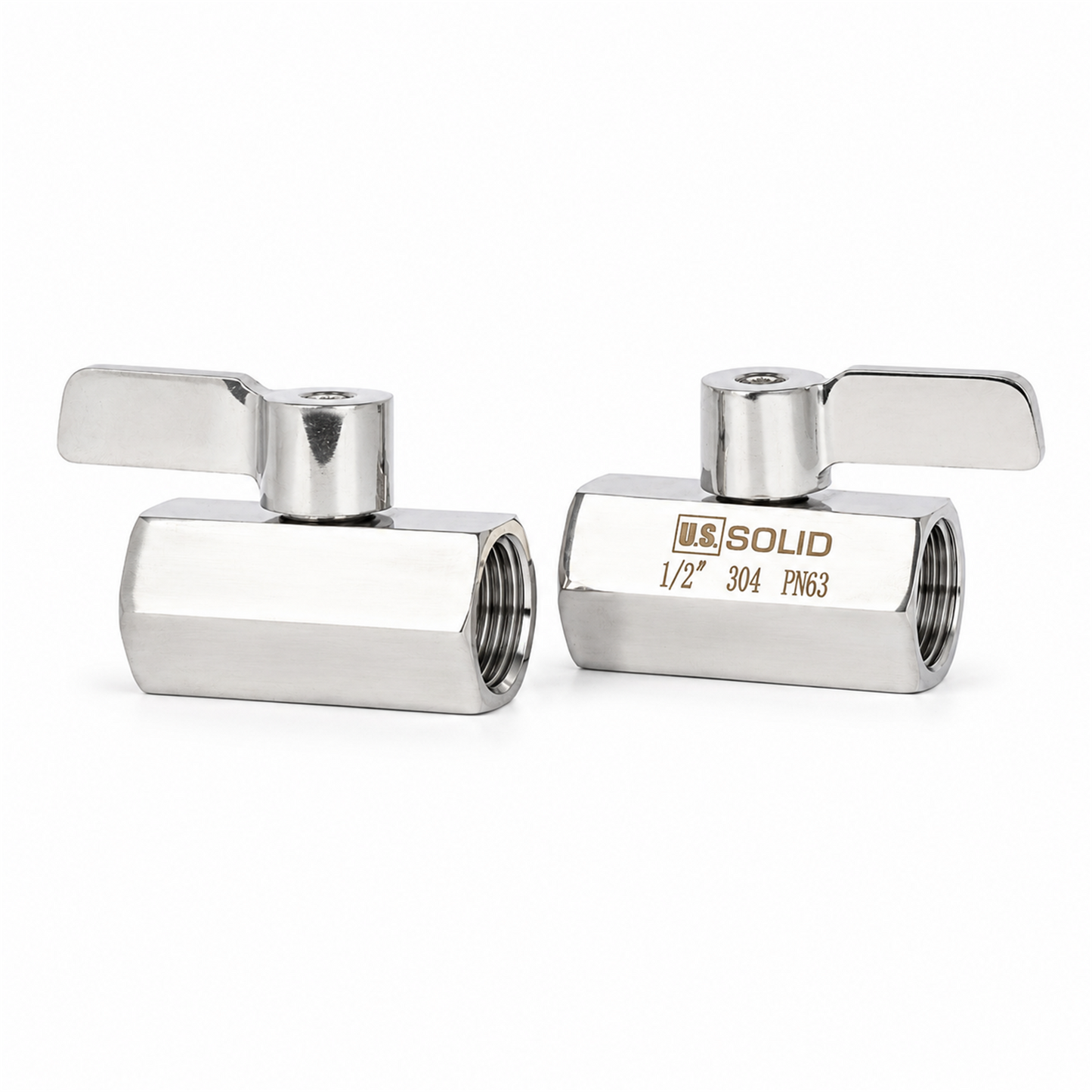 1/2" Mini Ball Valve 304 Stainless Steel Female Thread 2PCS