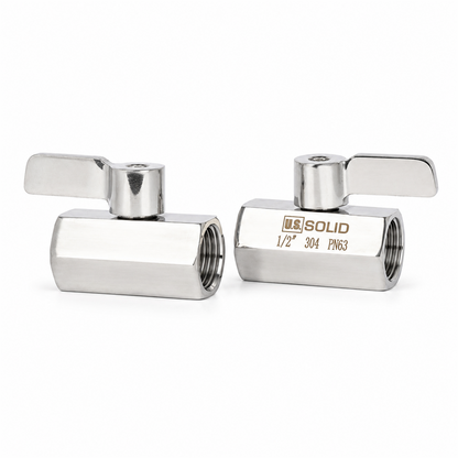 1/2" Mini Ball Valve 304 Stainless Steel Female Thread 2PCS