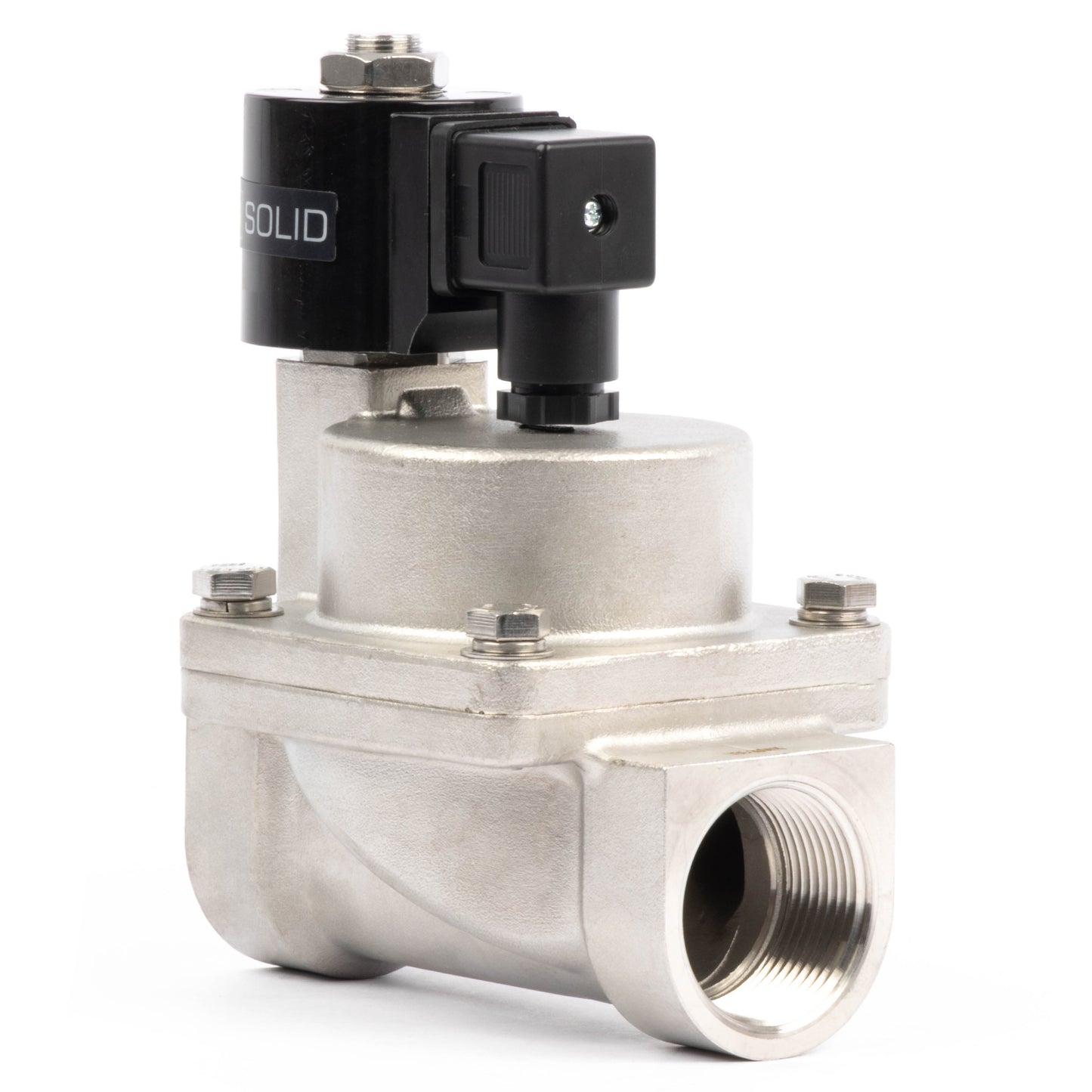 Högtemperaturmagnetventil - 1-1/4" rostfritt stål, 725 PSI, 110V/220V AC, 302°F (150°C), normalt stängd, VITON-tätning