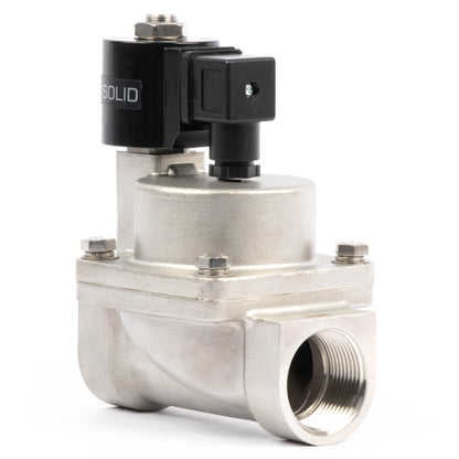 Högtemperaturmagnetventil - 1-1/4" rostfritt stål, 725 PSI, 110V/220V AC, 302°F (150°C), normalt stängd, VITON-tätning