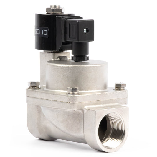 High Temperature Solenoid Valve - 1-1/4" Stainless Steel, 725 PSI, 110V/220V AC, 302°F (150°C), Normally Closed, VITON Seal