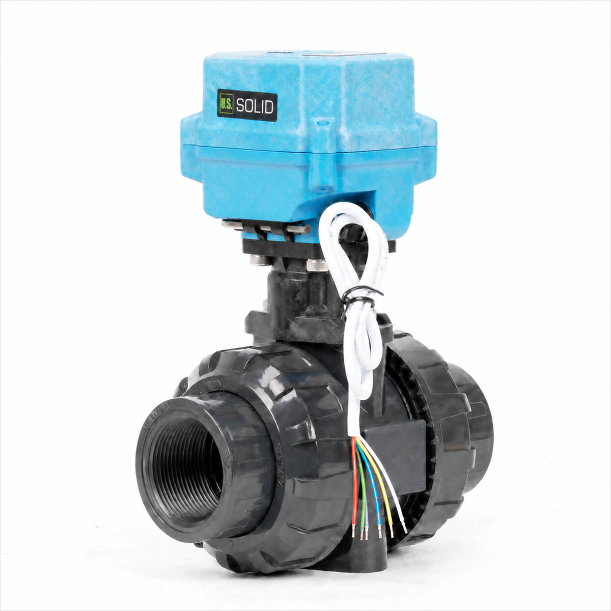1-1/4" proporsjonal motorisert kuleventil, UPVC modulerende strømningskontrollventil, 4-20mA inngang/tilbakemelding, DC 12-24V, 6-leder, IP67 full port for HVAC-automatisering