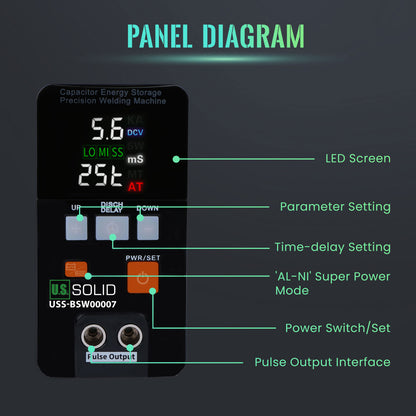 ماكينة لحام نبضية لتخزين الطاقة بقدرة 21 كيلو وات و3500 أمبير من US Solid USS-BSW07 لبطاريات 18650 وLiFePO4
