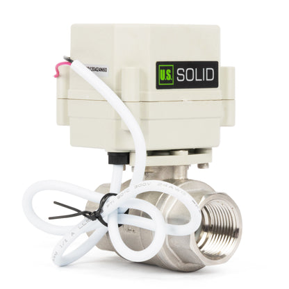 3/4" Motorized Ball Valve with Timer, Auto-Return Fail Safe & Power-Off Memory, 2-Way 304SS Electric Actuator, IP67, AC/DC 9-24V
