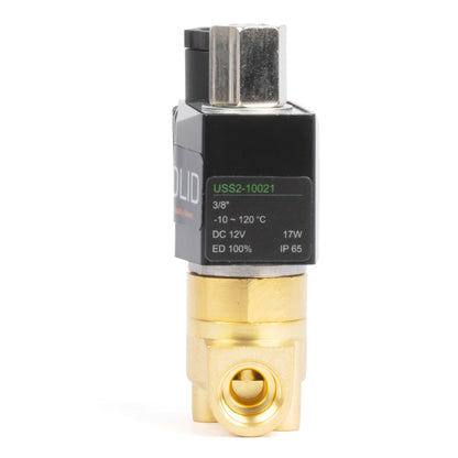 Katup Solenoid Elektrik Kuningan 3/8", DC 12V, Normally Open, Segel Viton