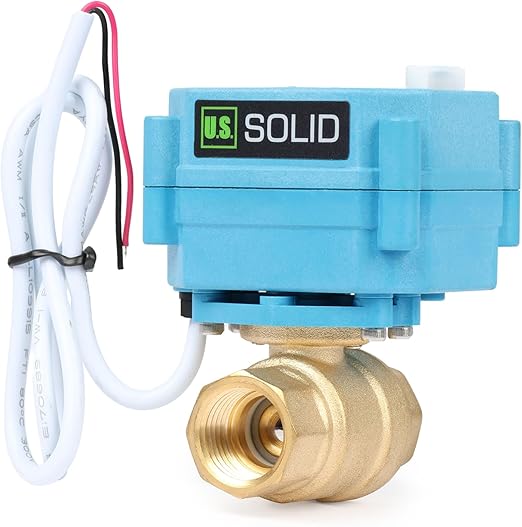 1/2" Brass Motorized Ball Valve with Waterproof Cover, 110-230V AC, Full Port, IP67, 2 Wire Auto Return, Normally Closed
