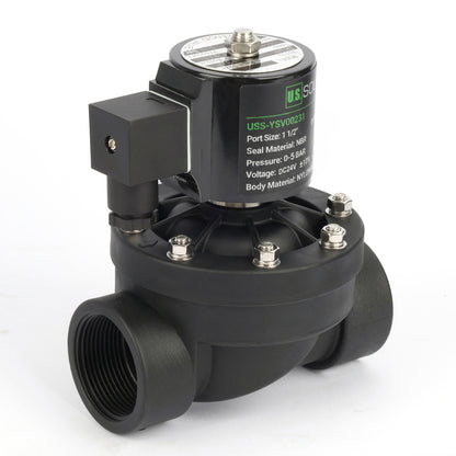 1-1/2"-Magnetventil aus Kunststoff PA66, 24 V DC, 0–5 bar, normalerweise geschlossen, NBR-Dichtung für Wasser und Luft