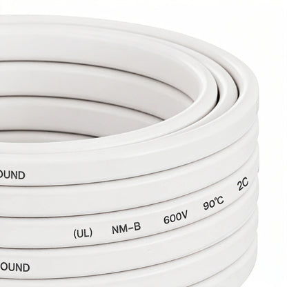 U.S. Solid 25FT 14/2 Type NM-B Copper 14AWG 2 Conductors with Ground White Residential Indoor Wire