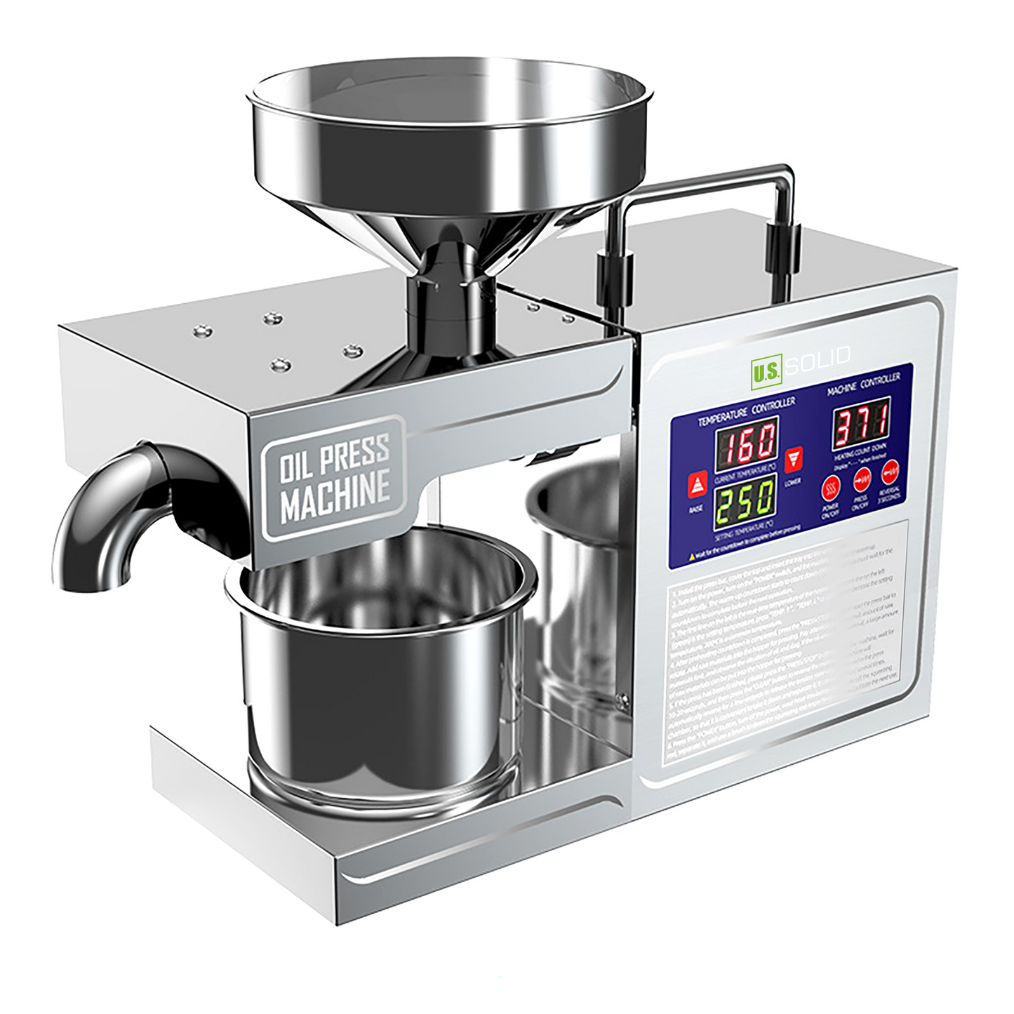 Presse à huile automatique pour extraction d'huile de graines chaudes ou froides, usage domestique