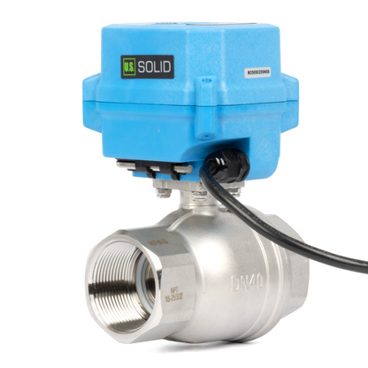 1-1/2" Stainless Steel Motorized Ball Valve - 110V AC Brass Electric Ball Valve, Auto Return, Normally Closed