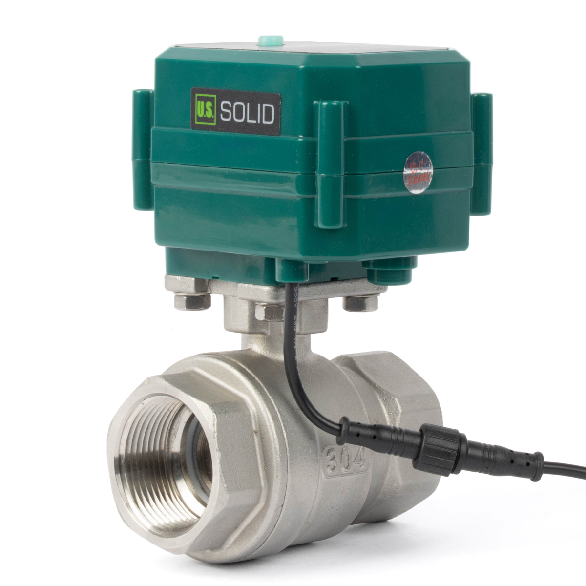 WiFi 1-1/4" Stainless Steel Remote Control Motorized Ball Valve with Power-Off Memory, 5V DC USB, Manual Switch