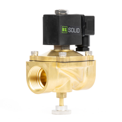 Válvula solenoide elétrica de latão de 3/4", acionamento manual, normalmente fechada, 24 V CA