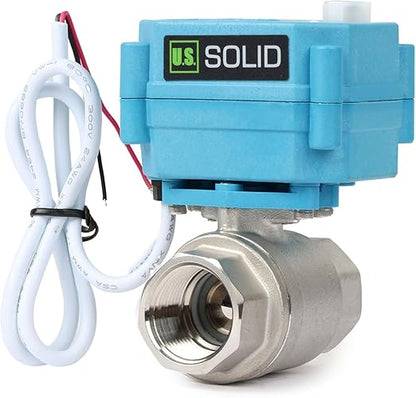 3/4" SS316 Motorized Ball Valve with Waterproof Cover, 110-230V AC, Full Port, IP67, 2 Wire Auto Return, Normally Closed