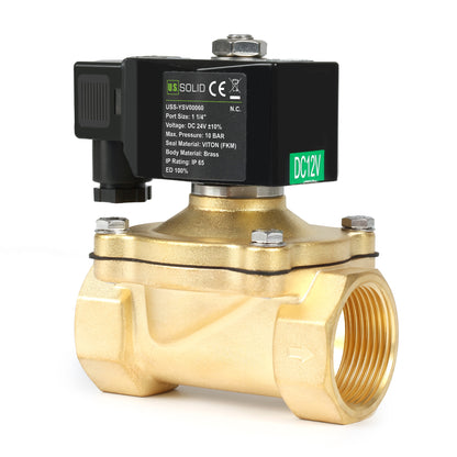 Injap Solenoid Loyang 1-1/4" - 110V/220V AC, Biasanya Tertutup, 145 PSI, VITON