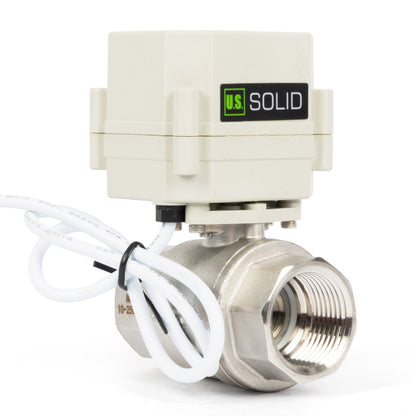 1" Motorized Ball Valve with Timer, Auto-Return Fail Safe & Power-Off Memory, 2-Way 304SS Electric Actuator, IP67, AC/DC 9-24V