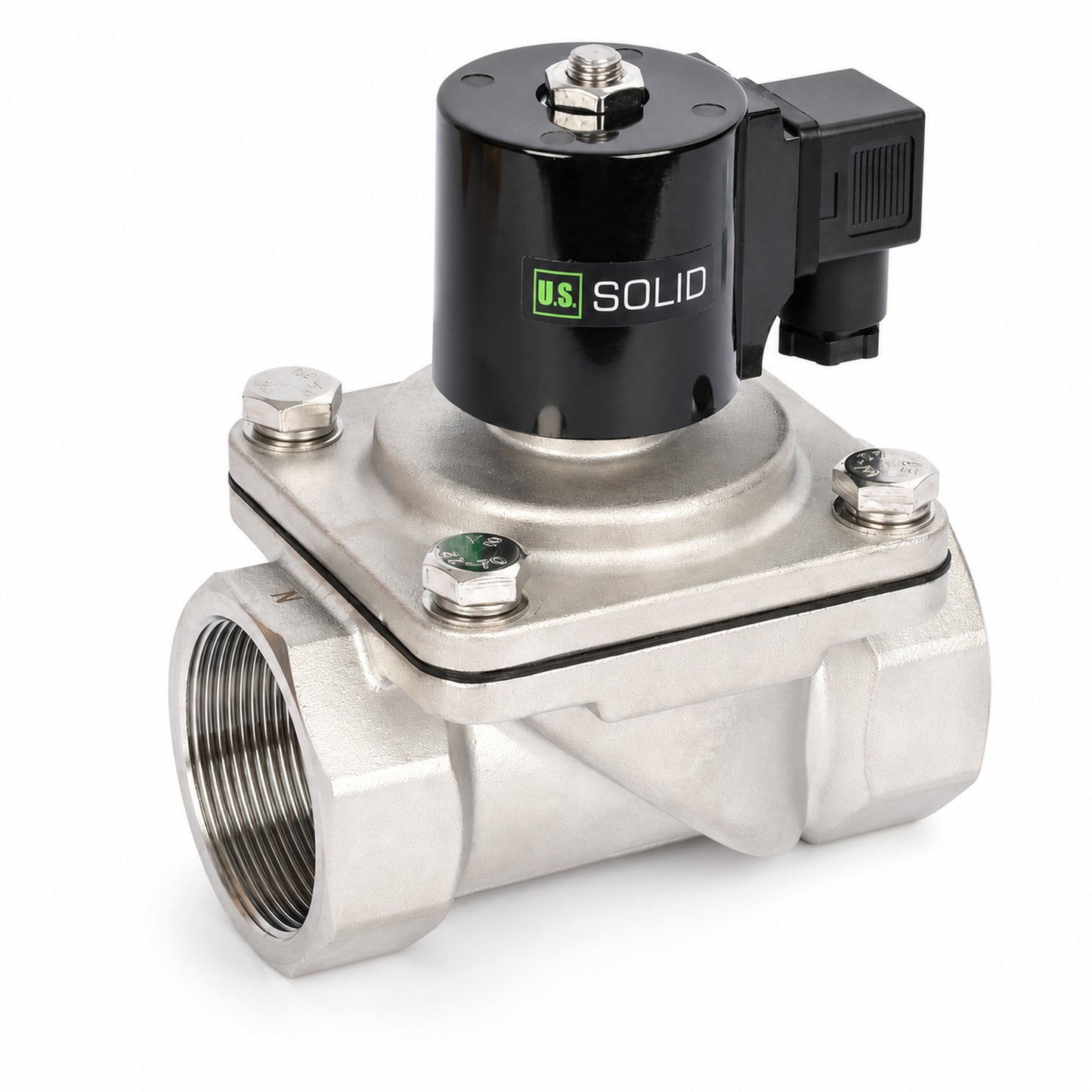 Électrovanne 2" - Acier inoxydable 24 V CC normalement fermée avec joint Viton, type boîte de jonction