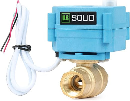 1/2" Brass Motorized Ball Valve with Waterproof Cover, 9-24V AC/DC, Full Port, IP67, 2 Wire Auto Return, Normally Closed