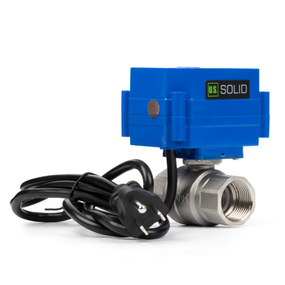 U.S. Solid 3/4" Μηχανοκίνητη σφαιρική βαλβίδα, 110VAC, ανοξείδωτο ατσάλι, αυτόματη επιστροφή, κανονικά κλειστό, με βύσμα ΗΠΑ