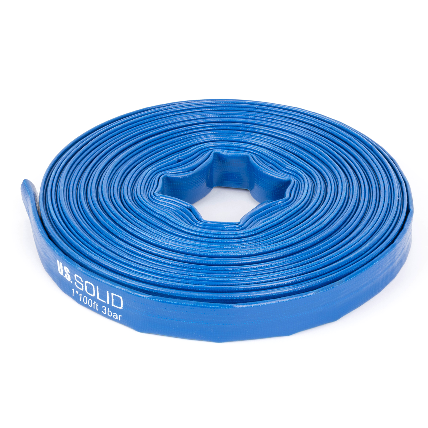 1" x 100 ft Verstärkter PVC-Flachschlauch - 1,2 mm Wandstärke, 4 Schlauchschellen (ohne Anschlüsse)