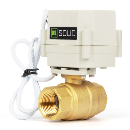 3/4" Motorized Ball Valve with Timer, Auto-Return Fail Safe & Power-Off Memory, 2-Way Brass Electric Actuator, IP67, AC/DC 9-24V