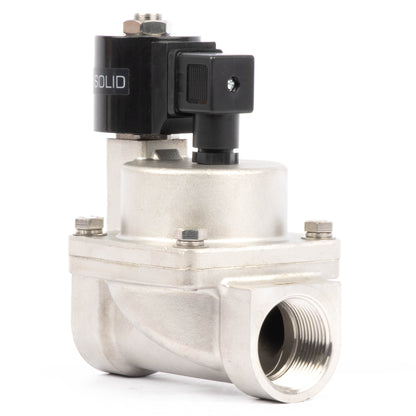 Høytemperatur magnetventil - 1-1/2" rustfritt stål, 302℉, 12V DC, normalt lukket, VITON-tetning