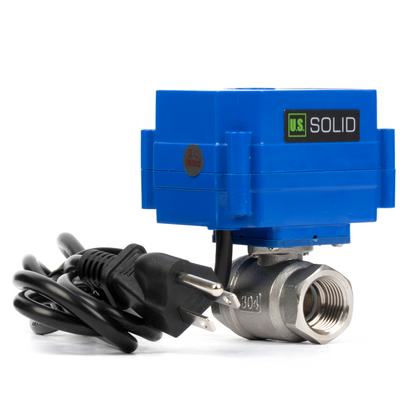 U.S. Solid 1/2" Μηχανοκίνητη σφαιρική βαλβίδα, 110VAC, ανοξείδωτο ατσάλι, αυτόματη επιστροφή, κανονικά κλειστό, με βύσμα ΗΠΑ