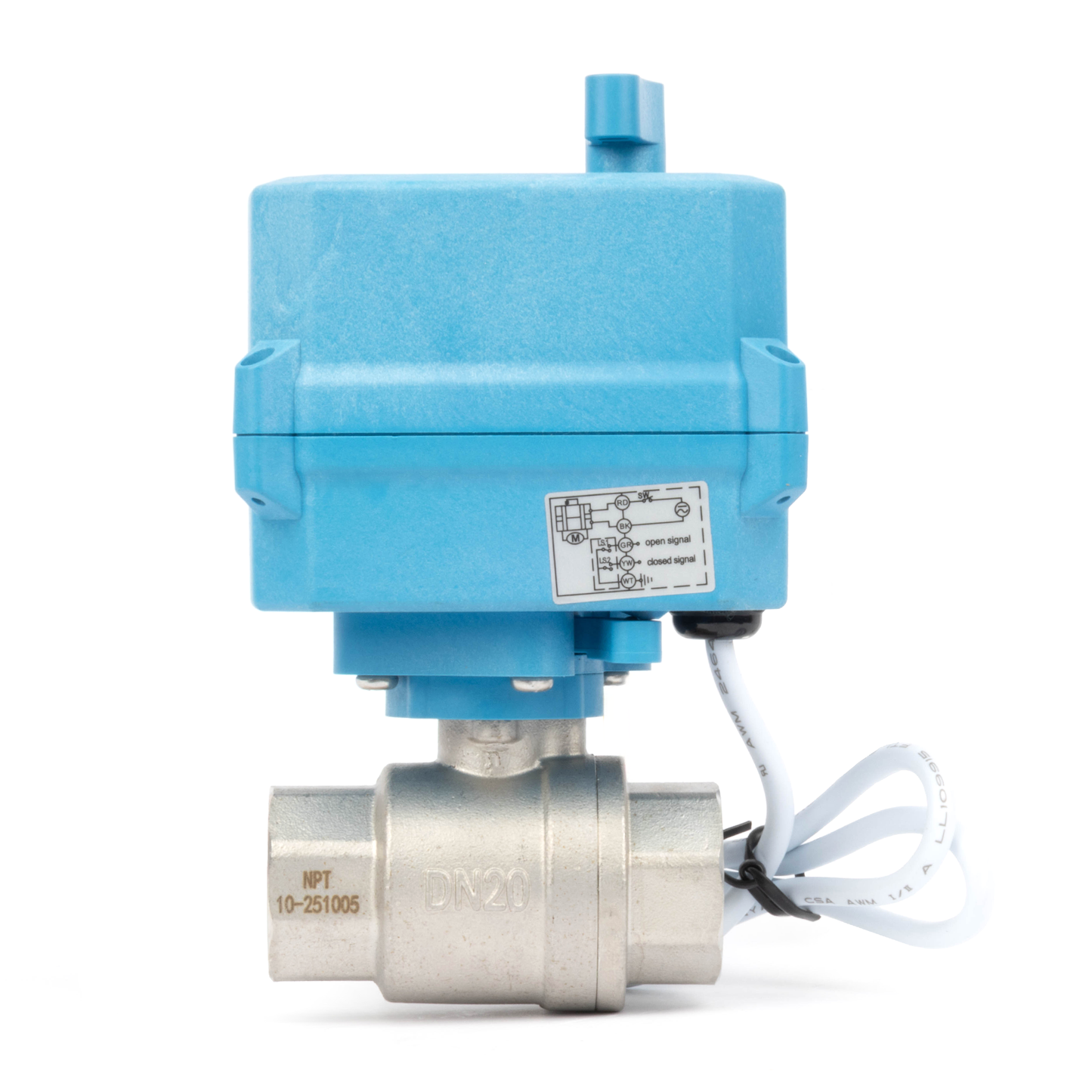 3/4" Quick-Release Motorized Ball Valve - 304 Stainless Steel, DC12~24V/AC24V, 2-Wire Auto-Return with Manual Override, IP67
