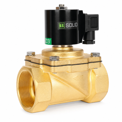 Elettrovalvola da 2" - Ottone 12V CC Normalmente chiusa con guarnizione in Viton, tipo scatola di derivazione