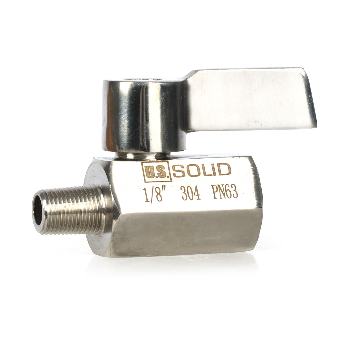 1/8" minikuleventil 304 rustfritt stål innvendig × utvendig gjenge 2 stk