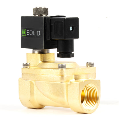 1英寸黄铜电磁阀 - 110V AC/220V AC，常开，4.4-232 PSI，VITON密封